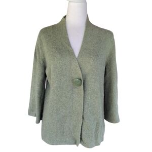 Tweeds Sage Green Single Button Wool Angora Blend Cardigan Size Large
